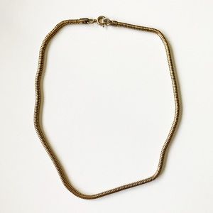 Vintage brassy gold snake chain necklace
